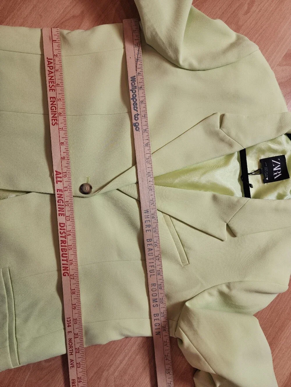 Zara Lime Green Single Button Blazer Jacket Size XL Blogger Fav Lyocell Blend - Picture 4 of 16